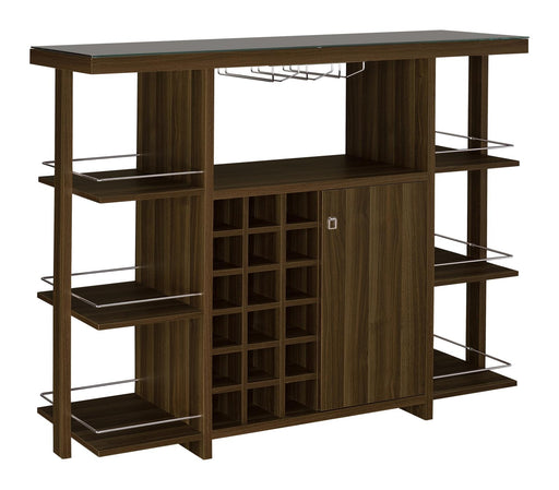 Evelio Bar Unit with Wine Bottle Storage Walnut - Visions in Furniture (La Mirada, CA)