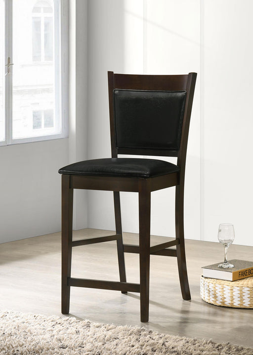 Jaden Upholstered Counter Height Stools Black and Espresso (Set of 2) - Visions in Furniture (La Mirada, CA)