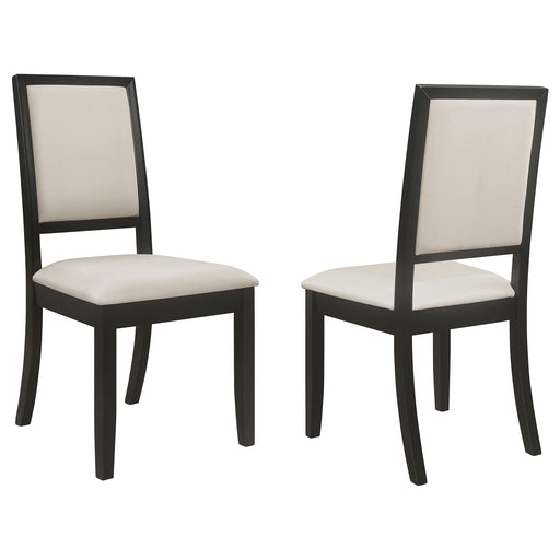 Louise Upholstered Dining Side Chairs Black and Cream (Set of 2) - Visions in Furniture (La Mirada, CA)