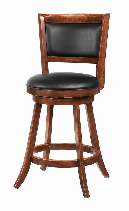 Broxton Upholstered Swivel Counter Height Stools Chestnut and Black (Set of 2) - Visions in Furniture (La Mirada, CA)
