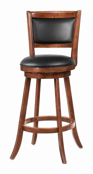 Broxton Upholstered Swivel Bar Stools Chestnut and Black (Set of 2) - Visions in Furniture (La Mirada, CA)