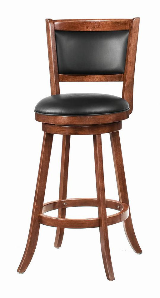 Broxton Upholstered Swivel Bar Stools Chestnut and Black (Set of 2) - Visions in Furniture (La Mirada, CA)