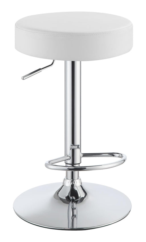 Ramses Adjustable Backless Bar Stool Chrome and White - Visions in Furniture (La Mirada, CA)