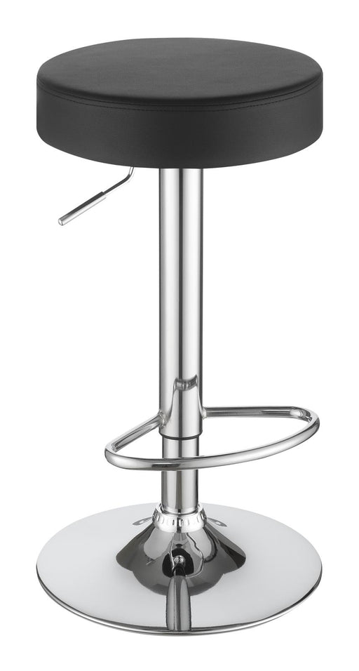 Ramses 29" Adjustable Bar Stool Chrome and Black - Visions in Furniture (La Mirada, CA)