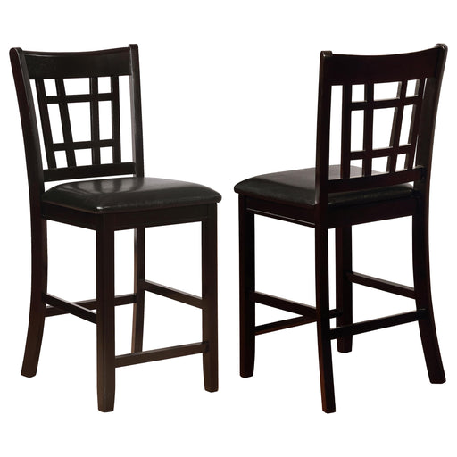 Lavon Upholstered Counter Height Stools Black and Espresso (Set of 2) - Visions in Furniture (La Mirada, CA)