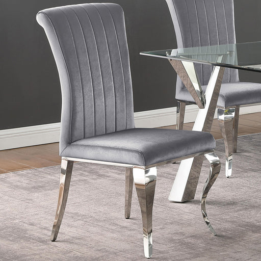 Betty Upholstered Side Chairs Grey and Chrome (Set of 4) - Visions in Furniture (La Mirada, CA)