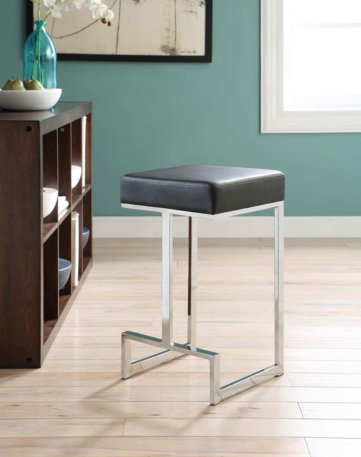 Gervase Square Counter Height Stool Black and Chrome - Visions in Furniture (La Mirada, CA)