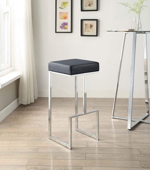 Gervase Square Bar Stool Black and Chrome - Visions in Furniture (La Mirada, CA)