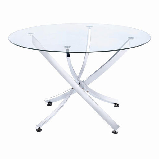 Beckham Round Dining Table Chrome and Clear - Visions in Furniture (La Mirada, CA)