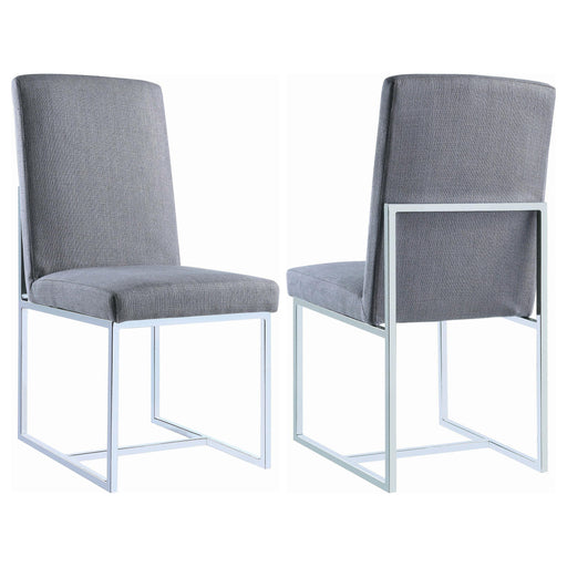 Mackinnon Upholstered Side Chairs Grey and Chrome (Set of 2) - Visions in Furniture (La Mirada, CA)
