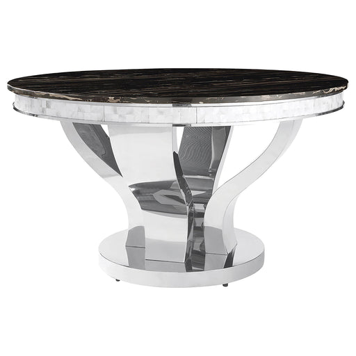 Anchorage Round Dining Table Chrome and Black - Visions in Furniture (La Mirada, CA)