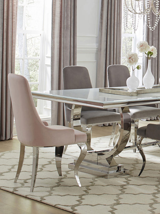 Antoine Upholstered Demi Arm Dining Side Chairs (Set of 2) - Visions in Furniture (La Mirada, CA)