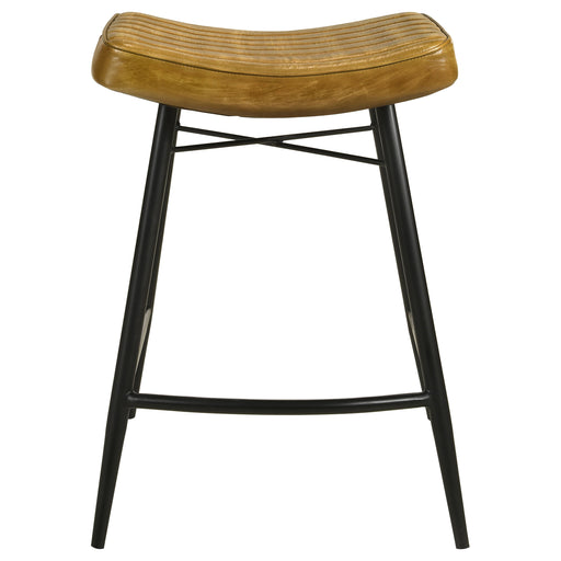 Bayu Leather Upholstered Saddle Seat Backless Counter Height Stool (Set of 2) - Visions in Furniture (La Mirada, CA)