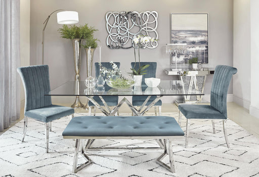 Beaufort 6-piece Dining Set Dark Grey and Chrome - Visions in Furniture (La Mirada, CA)