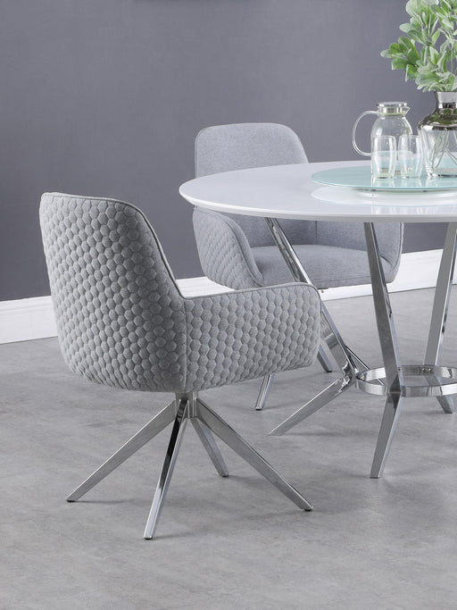 Abby Flare Arm Side Chair Light Grey and Chrome - Visions in Furniture (La Mirada, CA)