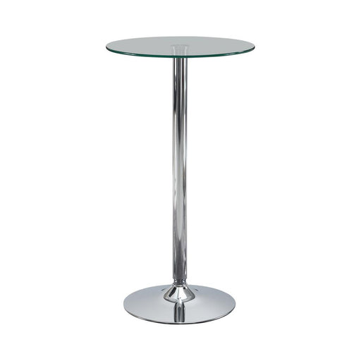 Abiline Glass Top Round Bar Table Chrome - Visions in Furniture (La Mirada, CA)