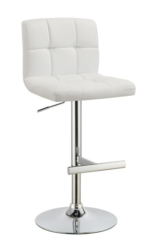 Lenny Adjustable Bar Stools Chrome and White (Set of 2) - Visions in Furniture (La Mirada, CA)