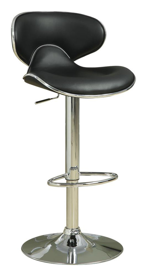 Edenton Upholstered Adjustable Height Bar Stools Black and Chrome (Set of 2) - Visions in Furniture (La Mirada, CA)