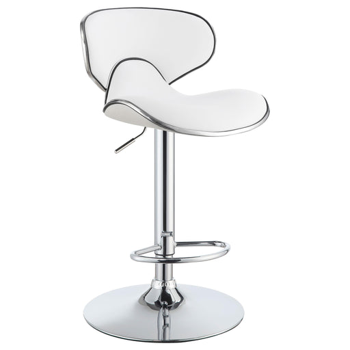 Edenton Upholstered Adjustable Height Bar Stools White and Chrome (Set of 2) - Visions in Furniture (La Mirada, CA)