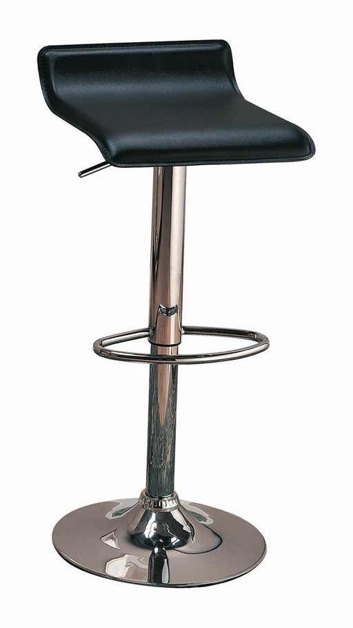Bidwell 29" Upholstered Backless Adjustable Bar Stools Black and Chrome (Set of 2) - Visions in Furniture (La Mirada, CA)