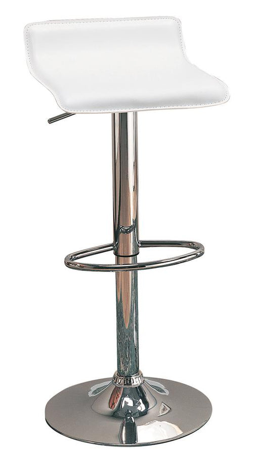 Bidwell 29" Upholstered Backless Adjustable Bar Stools White and Chrome (Set of 2) - Visions in Furniture (La Mirada, CA)