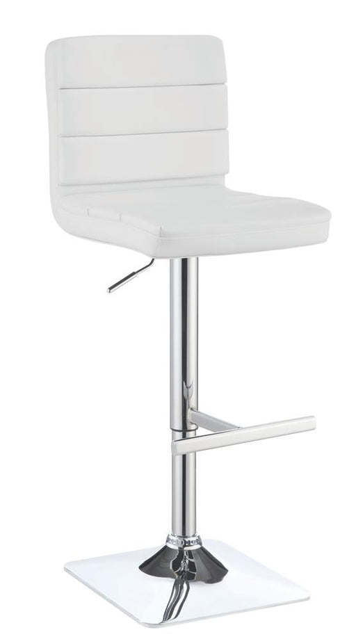 Bianca Upholstered Adjustable Bar Stools White and Chrome (Set of 2) - Visions in Furniture (La Mirada, CA)