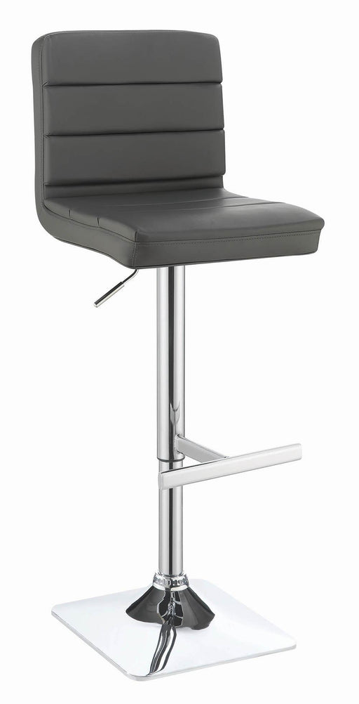 Bianca Upholstered Adjustable Bar Stools Grey and Chrome (Set of 2) - Visions in Furniture (La Mirada, CA)
