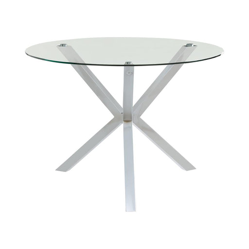 Vance Glass Top Dining Table with X-cross Base Chrome - Visions in Furniture (La Mirada, CA)
