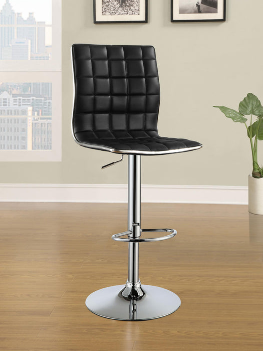 Ashbury Upholstered Adjustable Bar Stools Black and Chrome (Set of 2) - Visions in Furniture (La Mirada, CA)