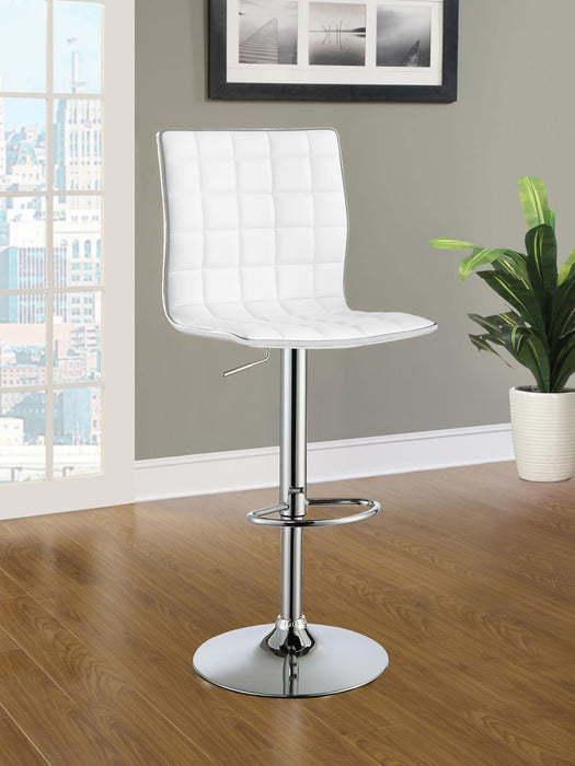 Ashbury Upholstered Adjustable Bar Stools White and Chrome (Set of 2) - Visions in Furniture (La Mirada, CA)