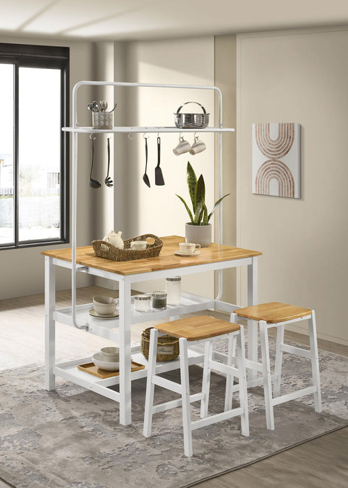 Edgeworth 3-piece Kitchen Island Counter Table Set White - Visions in Furniture (La Mirada, CA)