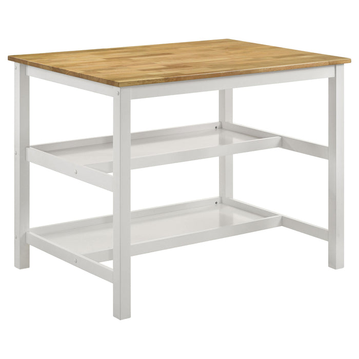Edgeworth Kitchen Island Counter Table Brown and White - Visions in Furniture (La Mirada, CA)