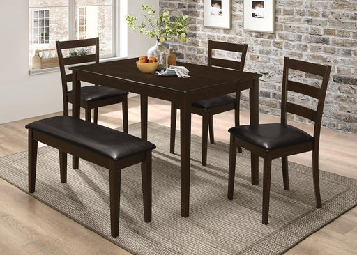 Guillen 5-piece Dining Set with Bench Cappuccino and Dark Brown - Visions in Furniture (La Mirada, CA)