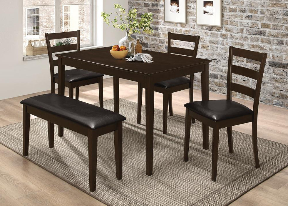 Guillen 5-piece Dining Set with Bench Cappuccino and Dark Brown - Visions in Furniture (La Mirada, CA)