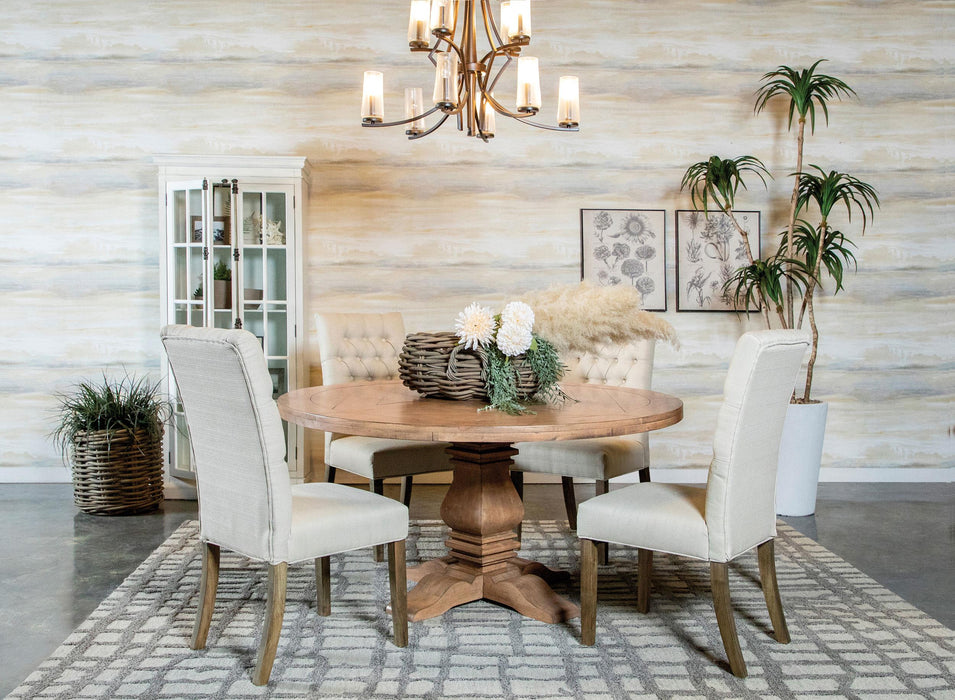 Florence 5-piece Round Dining Table Set Rustic Honey - Visions in Furniture (La Mirada, CA)