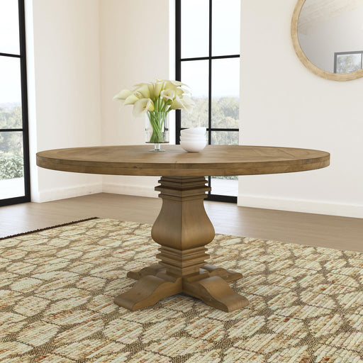 Florence Round Pedestal Dining Table Rustic Smoke - Visions in Furniture (La Mirada, CA)