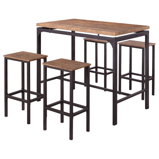 Santana 5-piece Pub Height Bar Table Set Weathered Chestnut and Black - Visions in Furniture (La Mirada, CA)