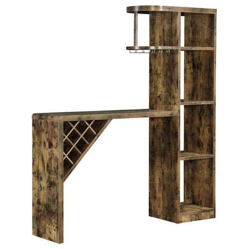 Belvedere 5-shelf Bar Table Storage Antique Nutmeg - Visions in Furniture (La Mirada, CA)