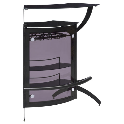 Dallas 2-shelf Home Bar Smoked and Black Glass - Visions in Furniture (La Mirada, CA)