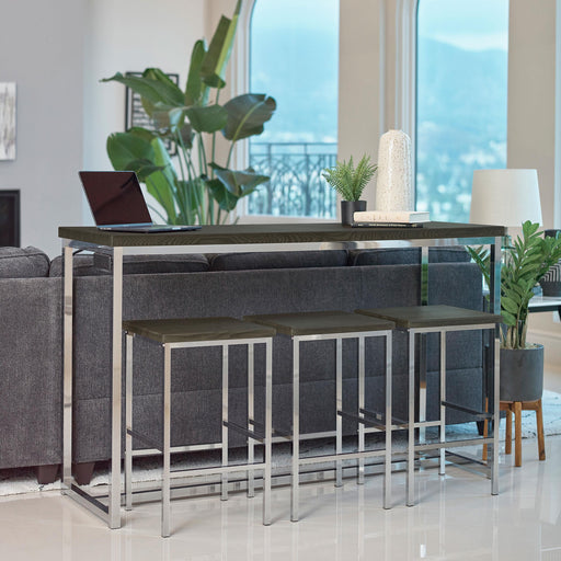 Cassidy 4-piece Rectangular Counter Height Set Dark Oak and Chrome - Visions in Furniture (La Mirada, CA)