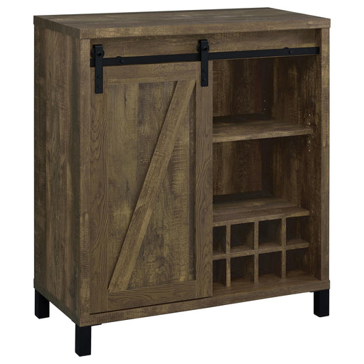 Arlington Bar Cabinet with Sliding Door Rustic Oak - Visions in Furniture (La Mirada, CA)