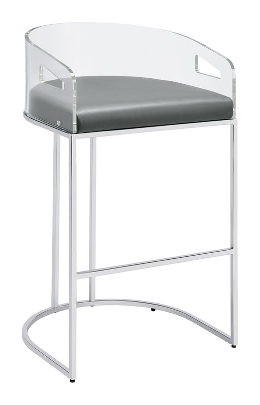 Thermosolis Acrylic Back Bar Stools Grey and Chrome (Set of 2) - Visions in Furniture (La Mirada, CA)