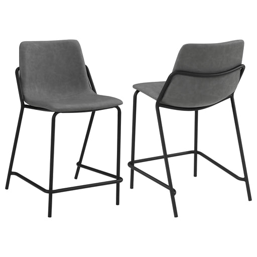 Earnest Solid Back Upholstered Counter Height Stools Grey and Black (Set of 2) - Visions in Furniture (La Mirada, CA)