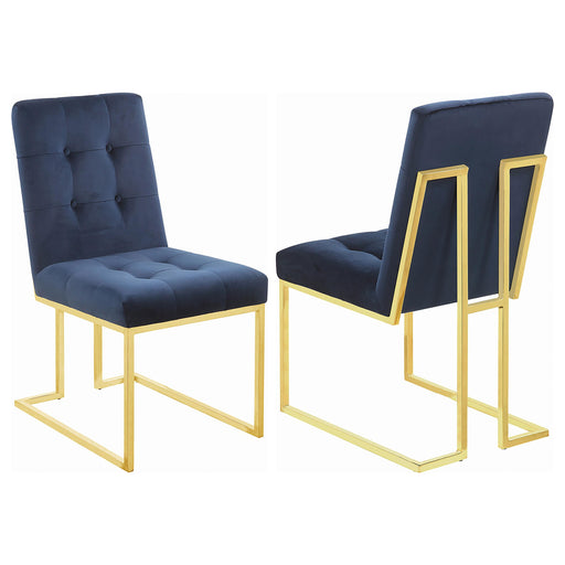 Cisco Tufted Back Side Chairs Ink Blue (Set of 2) - Visions in Furniture (La Mirada, CA)