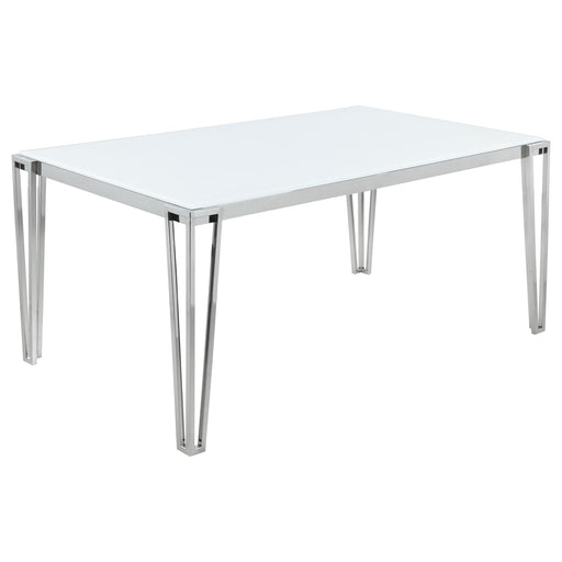 Pauline Rectangular Dining Table with Metal Leg White and Chrome - Visions in Furniture (La Mirada, CA)