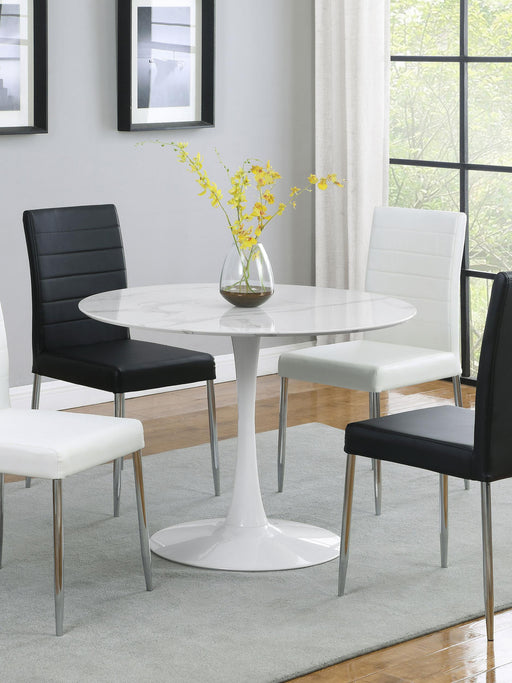 Arkell 40-inch Round Pedestal Dining Table White - Visions in Furniture (La Mirada, CA)