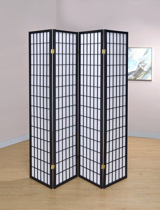 Roberto 4-panel Folding Screen Black and White - Visions in Furniture (La Mirada, CA)