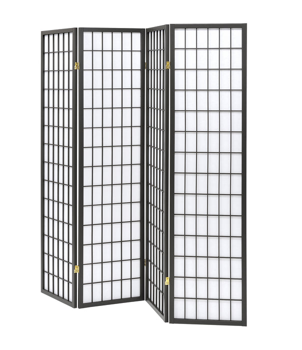 Roberto 4-panel Folding Screen Dark Grey and White - Visions in Furniture (La Mirada, CA)