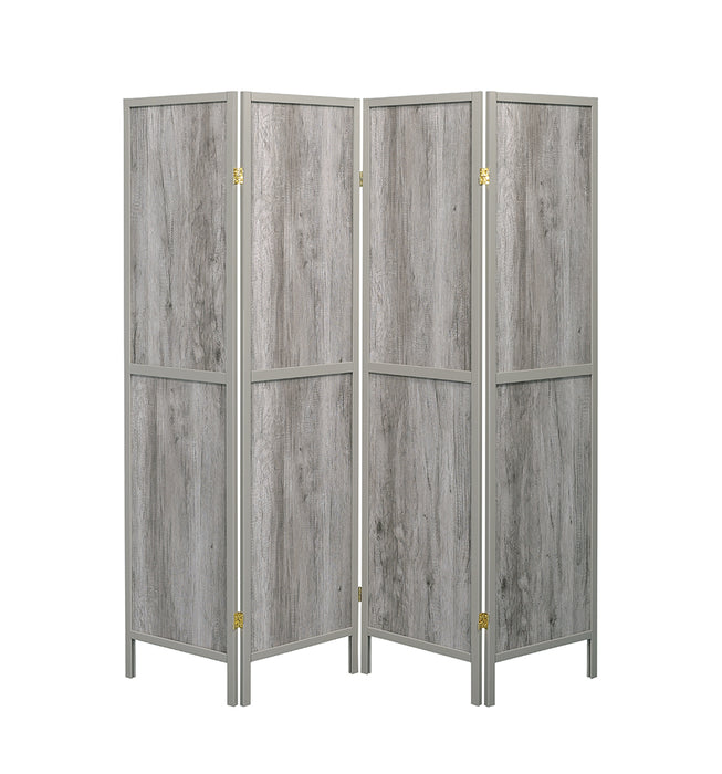 Deepika 4-panel Folding Screen Grey Driftwood - Visions in Furniture (La Mirada, CA)