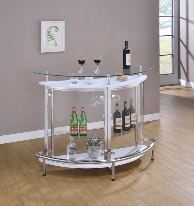 Amarillo 2-tier Bar Unit White and Chrome - Visions in Furniture (La Mirada, CA)
